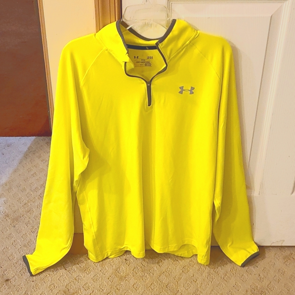 Under Armour fitted quarter zip, neon yellow
